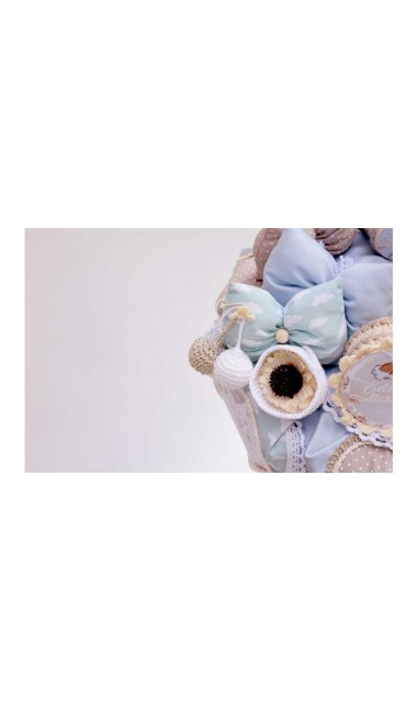 Lumanare de botez cu ursuleti si baloane personalizata prin coasere Air Balloons Teddy Bears 15